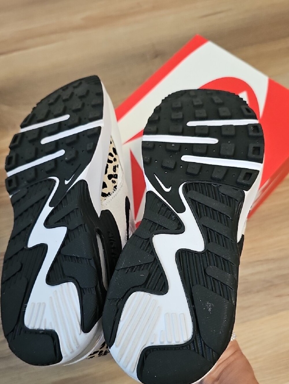 Nike White and Black Leopard Accent Running Sneakers - Picture 5 of 5